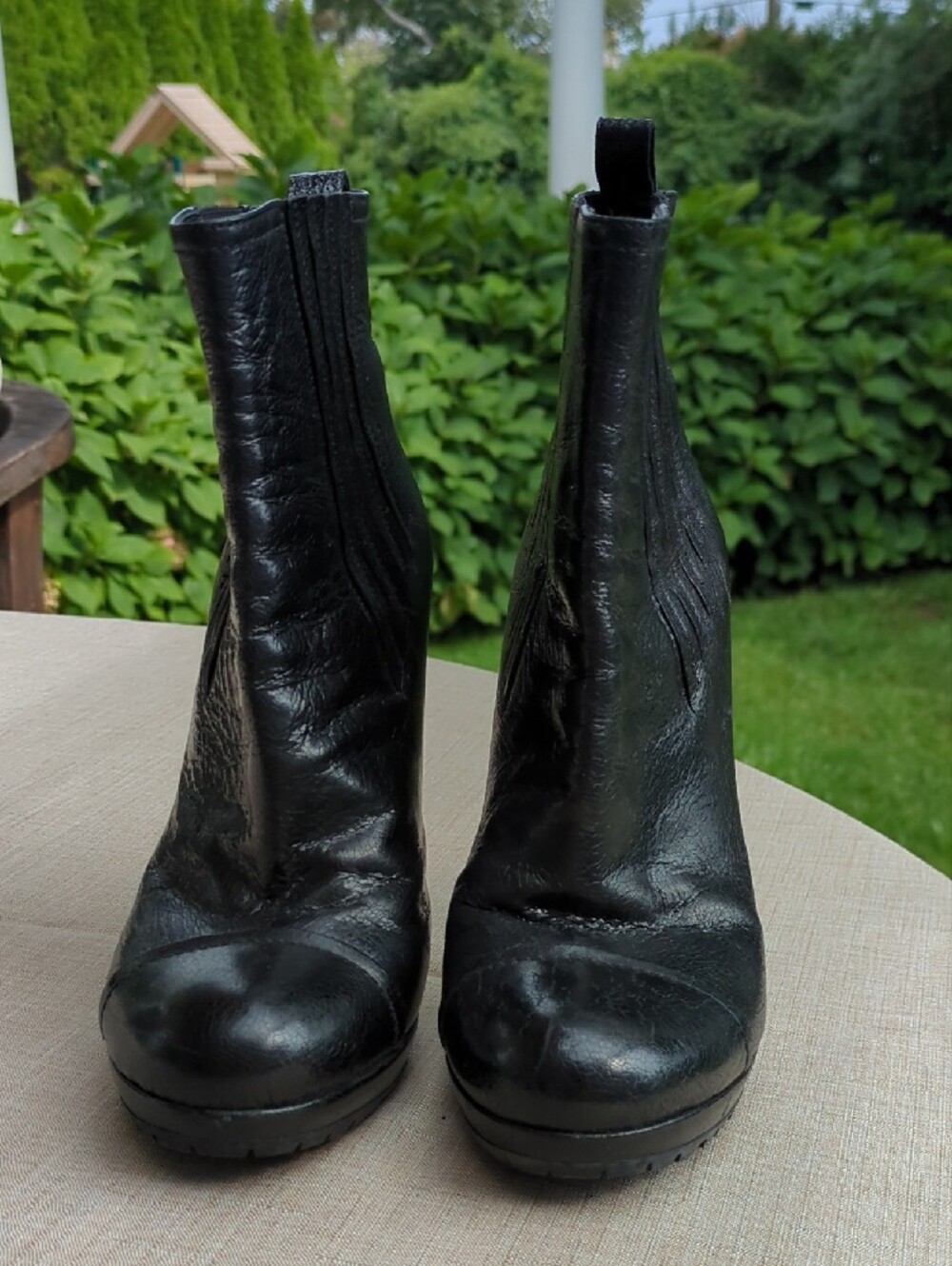 Prada Black Leather High-Heel Ankle Booties - Picture 3 of 6